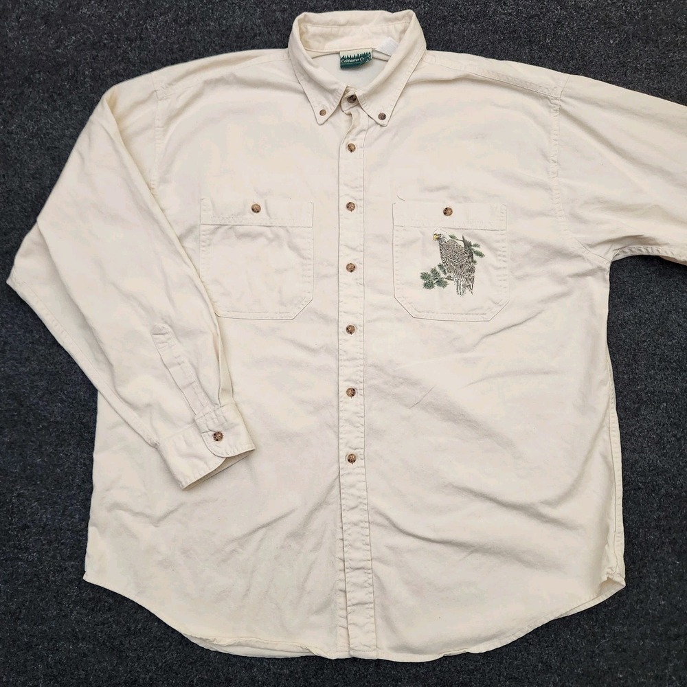 Vintage Coldwater‎ Creek Mens XL Eagle Button Up Shirt Americana Wildlife Nature
